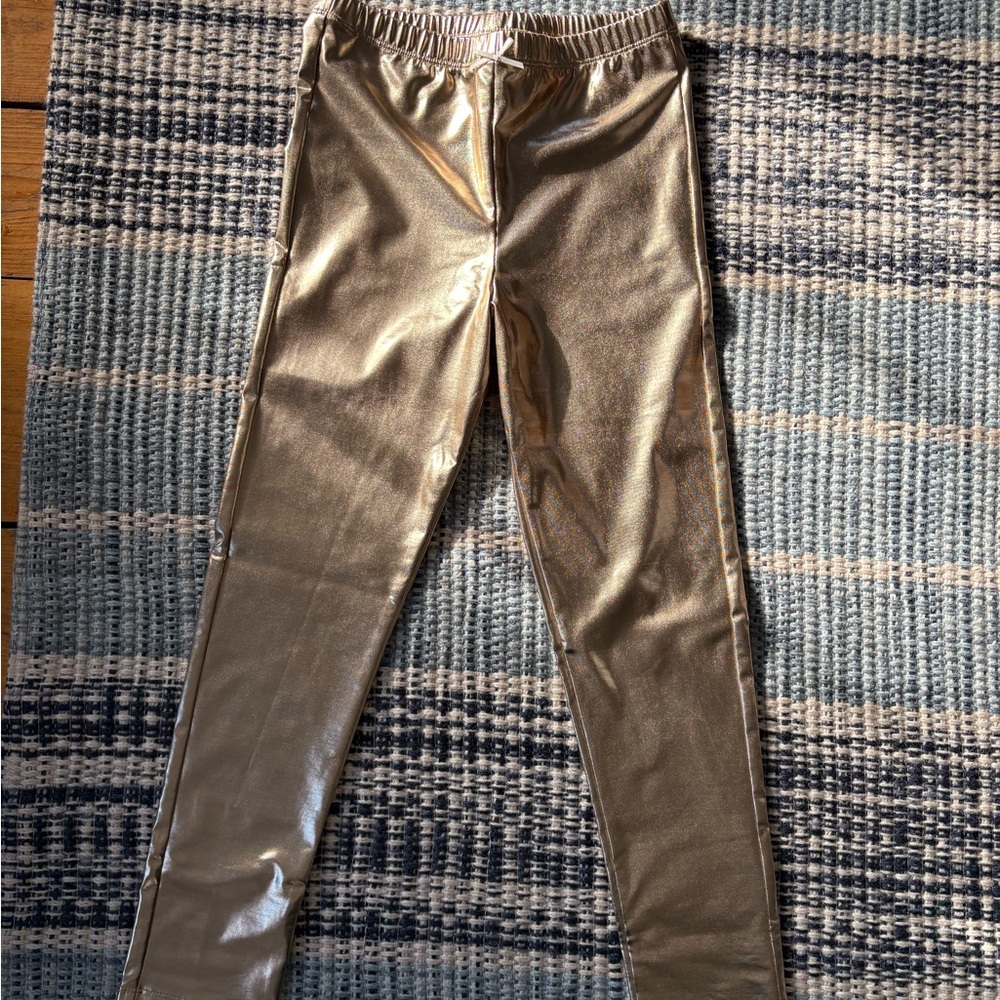 Pink Chicken Shiny Gold Kids Leggings